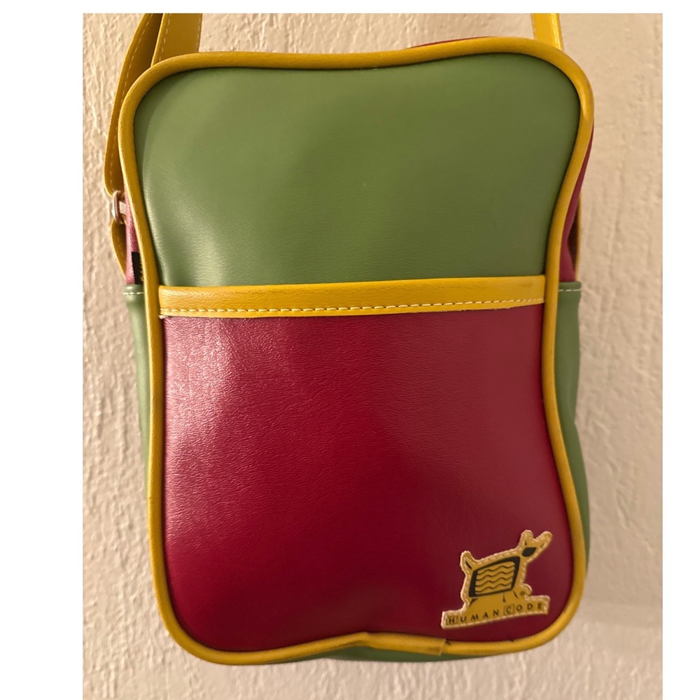 Paul Frank Human Code Dog Crossbody Bag Made in USA Colorblock Retro Messenger - Picture 2 of 10